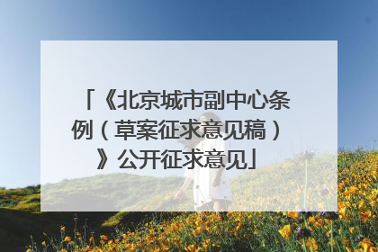 《北京城市副中心条例（草案征求意见稿）》公开征求意见