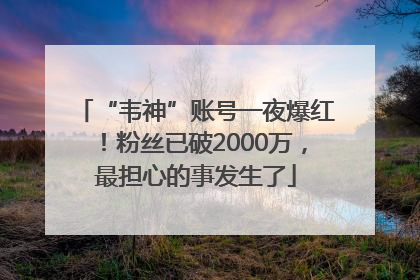 “韦神”账号一夜爆红！粉丝已破2000万，最担心的事发生了