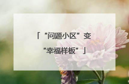 “问题小区”变“幸福样板”