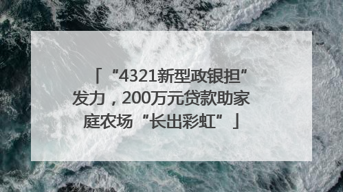 “4321新型政银担”发力，200万元贷款助家庭农场“长出彩虹”