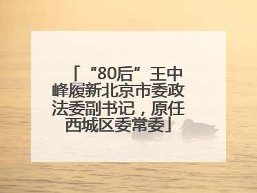 “80后”王中峰履新北京市委政法委副书记，原任西城区委常委