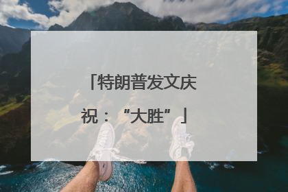 特朗普发文庆祝：“大胜”