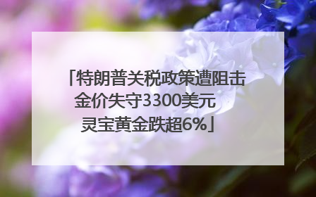 特朗普关税政策遭阻击金价失守3300美元 灵宝黄金跌超6%