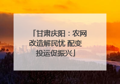 甘肃庆阳：农网改造解民忧 配变投运促振兴