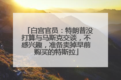 白宫官员：特朗普没打算与马斯克交谈，不感兴趣，准备卖掉早前购买的特斯拉