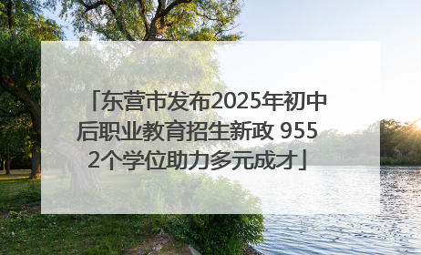 东营市发布2025年初中后职业教育招生新政 9552个学位助力多元成才