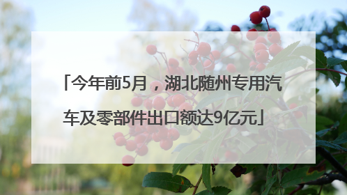 今年前5月，湖北随州专用汽车及零部件出口额达9亿元
