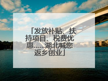 发放补贴、扶持项目、税费优惠……湖北喊您返乡创业
