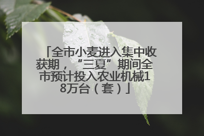 全市小麦进入集中收获期，“三夏”期间全市预计投入农业机械18万台（套）