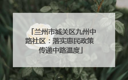 兰州市城关区九州中路社区：落实惠民政策 传递中路温度