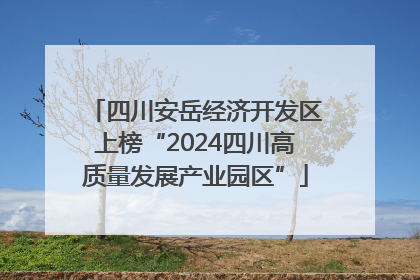 四川安岳经济开发区上榜“2024四川高质量发展产业园区”