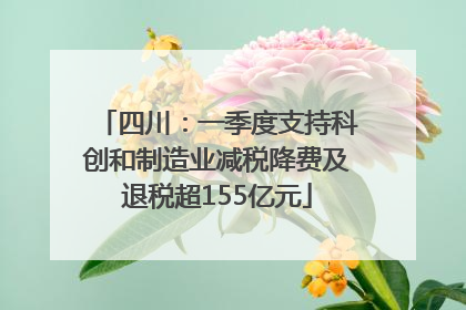 四川：一季度支持科创和制造业减税降费及退税超155亿元