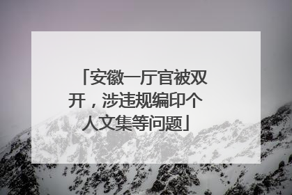 安徽一厅官被双开，涉违规编印个人文集等问题