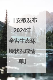安徽发布2024年全省生态环境状况成绩单