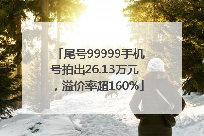 尾号99999手机号拍出26.13万元，溢价率超160%