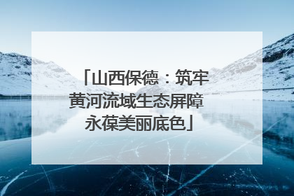 山西保德：筑牢黄河流域生态屏障 永葆美丽底色