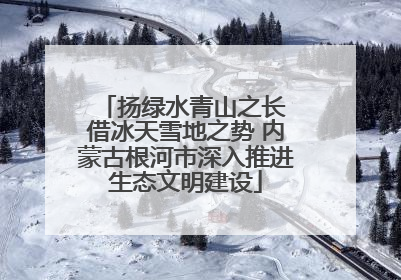 扬绿水青山之长 借冰天雪地之势 内蒙古根河市深入推进生态文明建设
