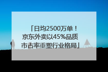 日均2500万单！京东外卖以45%品质市占率重塑行业格局