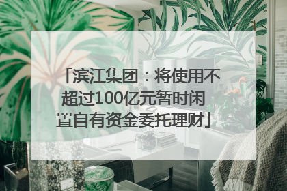 滨江集团：将使用不超过100亿元暂时闲置自有资金委托理财