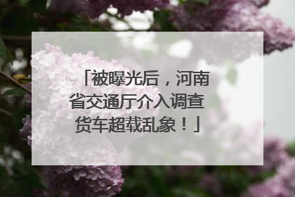 被曝光后，河南省交通厅介入调查货车超载乱象！