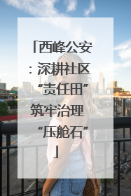 西峰公安：深耕社区“责任田” 筑牢治理“压舱石”