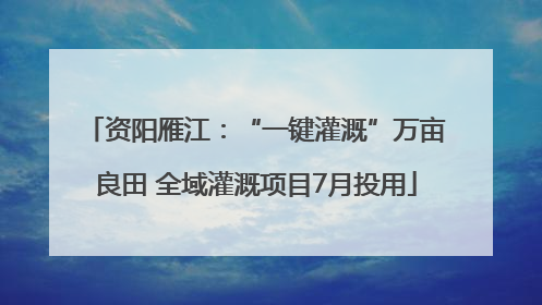 资阳雁江：“一键灌溉”万亩良田 全域灌溉项目7月投用
