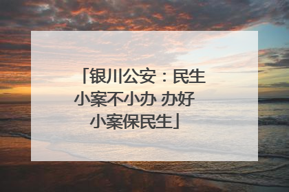 银川公安：民生小案不小办 办好小案保民生