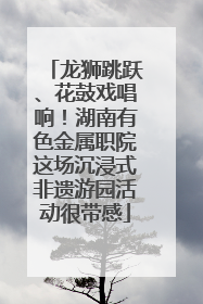 龙狮跳跃、花鼓戏唱响！湖南有色金属职院这场沉浸式非遗游园活动很带感