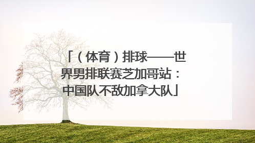 （体育）排球——世界男排联赛芝加哥站：中国队不敌加拿大队